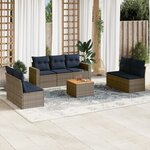 vidaXL Salon de jardin 8 Pièces avec coussins gris résine tressée