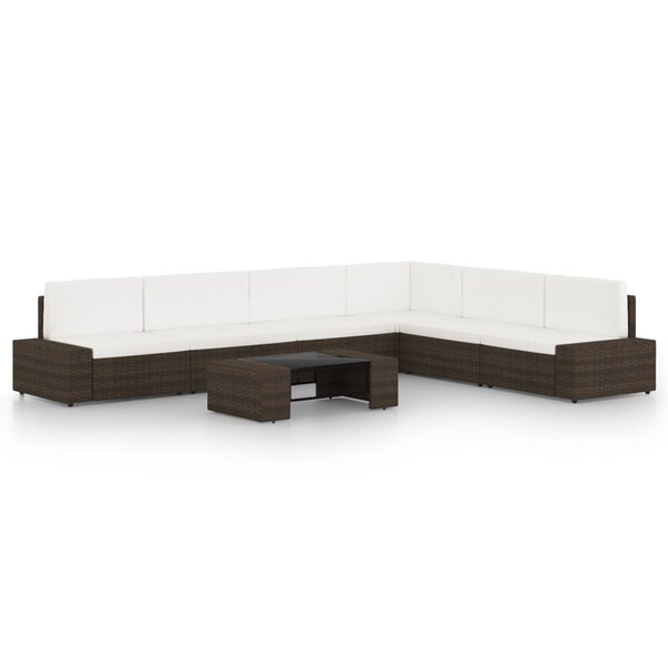 vidaXL Salon de jardin 7 Pièces avec coussins Marron Résine tressée