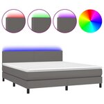 vidaXL Sommier à lattes de lit avec matelas et LED Gris 160x200 cm