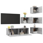 vidaXL Ensemble de meuble TV 5 Pièces Gris béton Bois d'ingénierie
