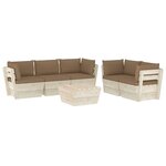 vidaXL Salon de jardin palette 6 Pièces avec coussins bois d'épicéa