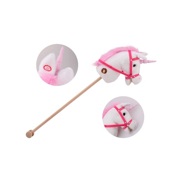 Johntoy 22278 - Cheval de bois licorne avec son