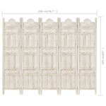 vidaXL Cloison de séparation 5 panneaux Blanc 200x165 cm Bois manguier