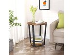 Table basse "ronde" avec structure en acier - 50 x 50 x 57 cm -  marron rustique/noir