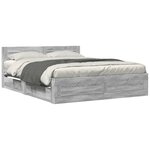 vidaXL Cadre de lit et tête de lit sans matelas sonoma gris 160x200 cm