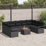 vidaXL Ensemble de canapé de jardin 10 Pièces Noir Poly rotin