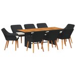 vidaXL Ensemble de salle à manger pour jardin 9 Pièces Noir polyrotin