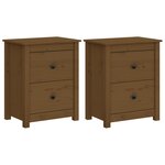 vidaXL Tables de chevet 2Pièces Marron miel 50x35x61 5 cm Bois pin massif
