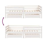 vidaXL Cadre de lit enfant tiroirs blanc 70x140 cm bois de pin massif
