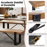 Banc d'entrée de 152 5 cm de long avec structure métallique rangement à chaussures rustique en bois capacité de charge 300 kg naturel 20_0007794