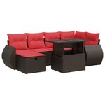 vidaXL Salon de jardin avec coussins 7 Pièces marron résine tressée acacia