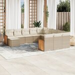 vidaXL Salon de jardin avec coussins 12 Pièces beige résine tressée