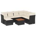vidaXL Salon de jardin 8 Pièces avec coussins noir résine tressée