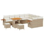 vidaXL Ensemble de canapé de jardin 13 Pièces Beige et crème polyrotin