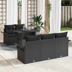 vidaXL Ensemble de canapé de jardin avec coussin 6 Pièces Noir Poly rotin