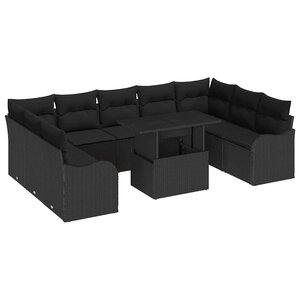 vidaXL Ensemble de canapé de jardin 10 Pièces Noir 100 x 55 x 73 cm