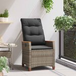vidaXL Chaise de jardin inclinable Gris et Gris foncé polyrotin