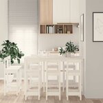 vidaXL Ensemble de bar 9 Pièces Blanc Bois de pin massif