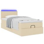 vidaXL Lit ottoman avec matelas crème 100x200 cm tissu