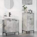 vidaXL Ensemble de mobilier de salle de bain 2 Pièces Gris béton