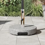 vidaXL Base de parasol ronde sur roulettes en granit gris de 29 kg avec poignée.