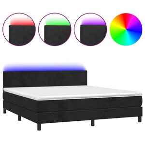 vidaXL Sommier à lattes de lit avec matelas LED Noir 180x200cm Velours