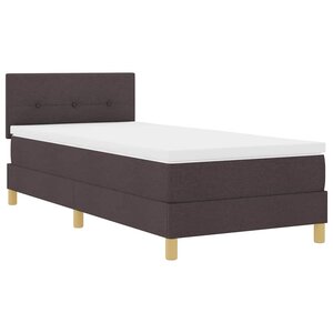 vidaXL Lit à ressort LED avec matelas Marron foncé 90 x 200 cm tissu