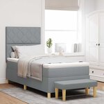 vidaXL Lit à ressorts avec matelas Gris clair 90 x 190 cm tissu