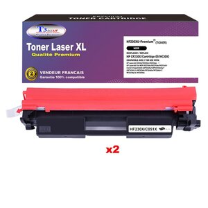 T3AZUR - Lot de 2 Toners Laser compatibles avec HP LaserJet Pro MFP M227 M227fdn M227fdw M227sdn remplace CF230X (30X) Noir