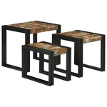 vidaXL Tables gigognes Marron et noir Bois massif de récupération