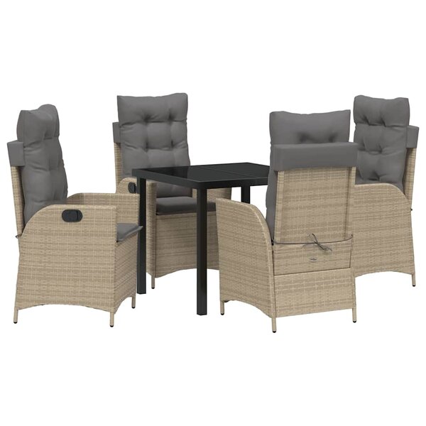 vidaXL Ensemble de salle à manger pour jardin 5 Pièces Beige polyrotin