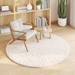 vidaXL Tapis de surface Rond HUARTE Crème Ø 160 CM Polyester