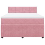 vidaXL Sommier à lattes de lit avec matelas Rose 160x200 cm Velours