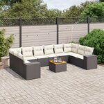 vidaXL Salon de jardin 11 Pièces avec coussins noir résine tressée