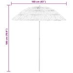 vidaXL Parasol de plage Hawaii blanc 240 cm