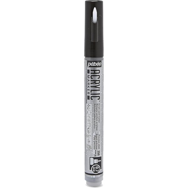 Marqueur acrylique Pointe ronde 0 7mm Argent précieux PÉBÉO