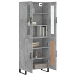 vidaXL Buffet haut Gris béton 69 5x34x180 cm Bois d'ingénierie