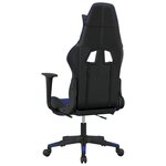 vidaXL Chaise de jeu avec repose-pied Noir et bleu Similicuir