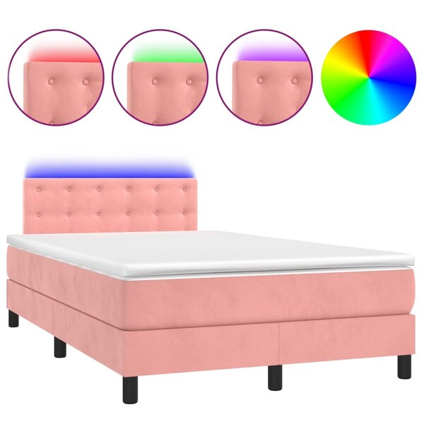 vidaXL Sommier à lattes de lit avec matelas et LED Rose 120x200cm