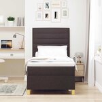 vidaXL Lit à ressort LED avec matelas Marron foncé 90 x 200 cm tissu