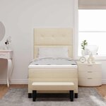 vidaXL Lit à ressorts avec matelas Crème 90 x 200 cm tissu