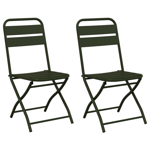 vidaXL Chaises de jardin pliantes 2 Pièces Vert foncé 42x52x82 cm Acier revêtu de poudre