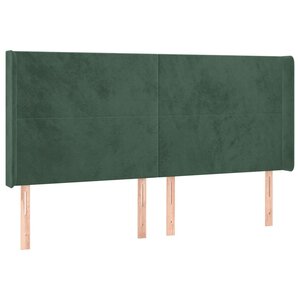 vidaXL Tête de lit avec oreilles Vert foncé 203x16x118/128 cm Velours