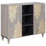 vidaXL Buffet Gris et or 90 x 33 x 75 cm Bois de mangue massif