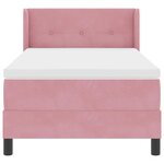 Lit Box Spring avec Matelas Rose 80x200 cm en Velours