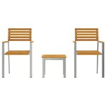 vidaXL EnsembledeRepasdeJardin 3 Pièces Marron Teck massif