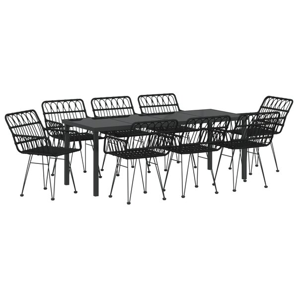 vidaXL Ensemble de salle à manger jardin 9 pièces noir en rotin synthétique