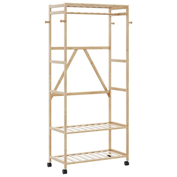 vidaXL Porte-vêtements et étagères et roulettes 90x40x179 5 cm bambou