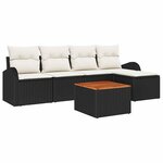 vidaXL Ensemble de canapé de jardin 6 Pièces Noir Poly rotin