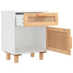 vidaXL Tables de chevet 2Pièces Blanc Bois de pin massif et rotin naturel